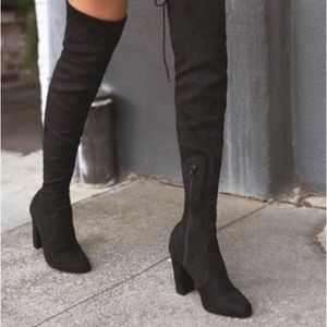 Lulu’s Over the Knee Black Suede Boots